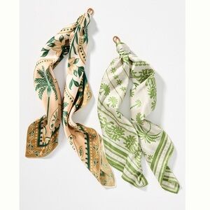 Anthropologie Scarves Set of (2) Hair Scarves, Purse Scarves NEW Palm Trees